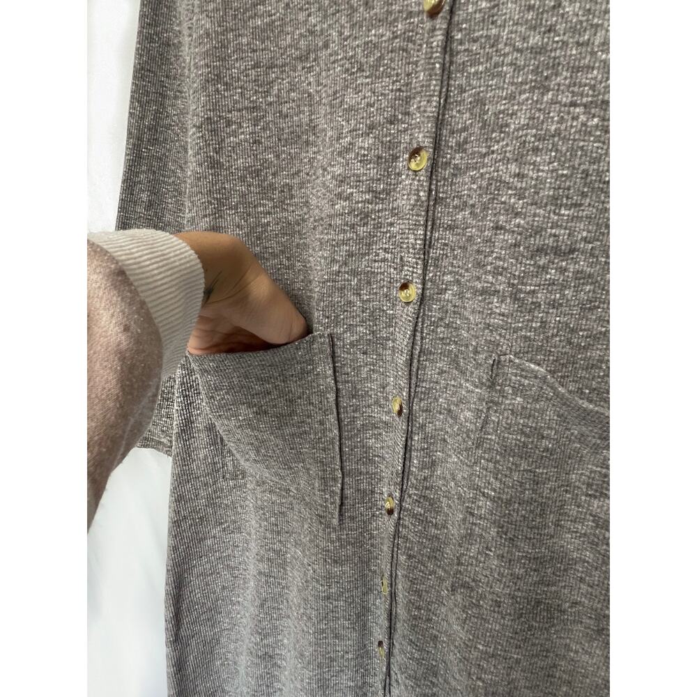 Grey Rib Knit Long Cardigan Extra Small - Picture 5 of 7